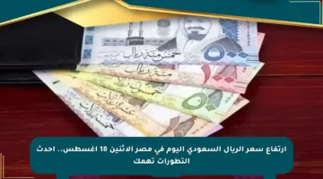ارتفاع سعر الريال السعودي اليوم في مصر الإثنين 18 أغسطس.. أحدث التطورات تهمك